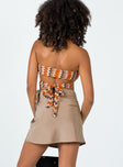 back view of model wearing Princess Polly Anna Nell Mini Skirt Brown Mini Skirts 