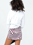 back view of model wearing Princess Polly Dillion Mini Skirt Zebra Mini Skirts 