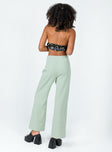 back view of model wearing Princess Polly Euros Pants Dark Green 