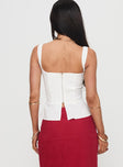 back view of model wearing Princess Polly Yui Top White Sleeveless Square Neck 