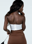 back view of model wearing Princess Polly Natalya Strapless Top White 