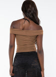 product Princess Polly Sleeveless Asymmetric Neckline  Hamlin Off The Shoulder Top Brown