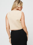 Front view of model wearing  front Princess Polly Sleeveless Square Neck  Gisele Vest Oatmeal