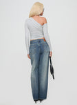 Glazed Straight Leg Denim Jeans Mid Blue