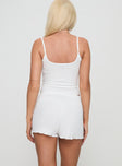 back view of model wearing Princess Polly Halia Pointelle Short White High Waisted Shorts 