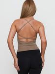 Layup Active Longline Cross Back Top Taupe