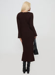 Larne Long Sleeve Maxi Dress Chocolate