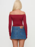 back view of model wearing Princess Polly Nicolina Low Rise Denim Mini Skirt Light Wash Mini Skirts 