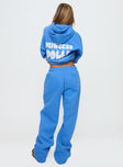 Princess Polly Wide Leg Track Pant Bubble Text Blue