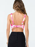 back view of model wearing Princess Polly Ashford Top Pink Sleeveless V-Neck 