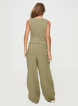 Olive Linen pants Relaxed fit, elasticated drawstring waist