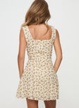 back view of model wearing Princess Polly Dasha Mini Dress Floral / Multi Square Neck 