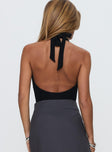 Feel The Rush Plunge Neck Bodysuit Black