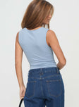 back view of model wearing Princess Polly Josefine Bodysuit Baby Blue Sleeveless 