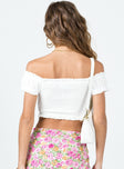 back view of model wearing Princess Polly Asner Top White Short Sleeve Square Neck 