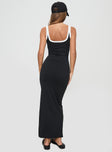 back view of model wearing Princess Polly Caputo Maxi Dress Black Scoop Neck 