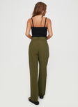 back view of model wearing Princess Polly O'mealy Pants Green High Waisted Pants 