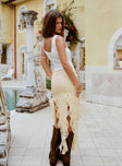 back view of model wearing Princess Polly Unconditional Ruffle Midi Skirt Cream Mini Skirts 