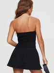 back view of model wearing Princess Polly Elkin Strapless Top Black Sleeveless straight 