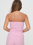 back view of model wearing Princess Polly Huckle Tube Top Pink Sleeveless straight 