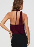 product Princess Polly Sleeveless Sweetheart  Demi Frill Top Burgundy