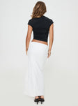 back view of model wearing Princess Polly Ring Her Up Lace Wrap Maxi Skirt White Maxi 