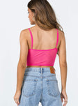 Front view of model wearing  front Princess Polly Sleeveless Square Neck  Brentwood Top Pink