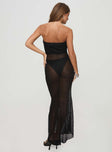 back view of model wearing Princess Polly Take Me To Rio Maxi Dress Onyx Straight Neck 