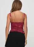 back view of model wearing Princess Polly Attention On Me Top Red Sleeveless V-Neck 