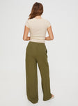 back view of model wearing Princess Polly Parklea Pants Sage Mid Rise 