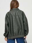 Faux leather bomber jacket Classic collar, ribbed waistband and cuffs, zip front fastening, twin hip pockets&nbsp;