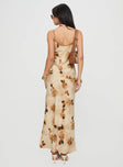 back view of model wearing Princess Polly Dunne Maxi Dress Multi Scoop Neck 