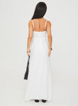 back view of model wearing Princess Polly Croxetti Maxi Dress White Square Neck 