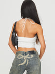 back view of model wearing Princess Polly Calardian Top White Sleeveless Sweetheart 