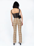 back view of model wearing Princess Polly The Taffie Pants Brown 