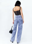 back view of model wearing Princess Polly Miami Vice Pant Dark Wash Denim 