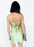 Front view of model wearing  front Princess Polly Asymmetric Neckline  Jasmyn Mini Dress Green