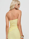 back view of model wearing Princess Polly Sunburst Strapless Top Yellow Sleeveless straight 