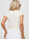 back view of model wearing Princess Polly Let's Have A Dirty Martini Tee White Short Sleeves Crew Neck 