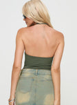 back view of model wearing Princess Polly Abelie Bodysuit Green Sleeveless Plunger 