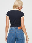 back view of model wearing Princess Polly Isda Top Graystone Buttermilk Short Sleeves V-Neck 