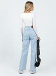 product Princess Polly Mid Rise  Pimaga Wide Leg Cargo Jeans Light Wash Denim