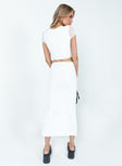 back view of model wearing Princess Polly Erika Midi Skirt White Midi Skirts 