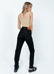 back view of model wearing Princess Polly The Breanne 70s High Rise Jean Black High Waisted 