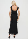 back view of model wearing Princess Polly Lanai Maxi Dress Black Square Neck 