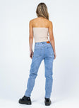 back view of model wearing Princess Polly Washington Straight Leg Denim Jeans Mid Rise 