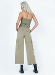 back view of model wearing Princess Polly The Stevie Cargo Pants Khaki 