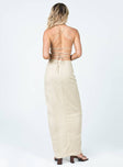 back view of model wearing Princess Polly Pyramids Midi Skirt Beige 