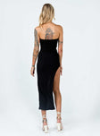 back view of model wearing Princess Polly Jaxon Midi Dress Black 