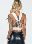 back view of model wearing Princess Polly Abbey Top Silver 